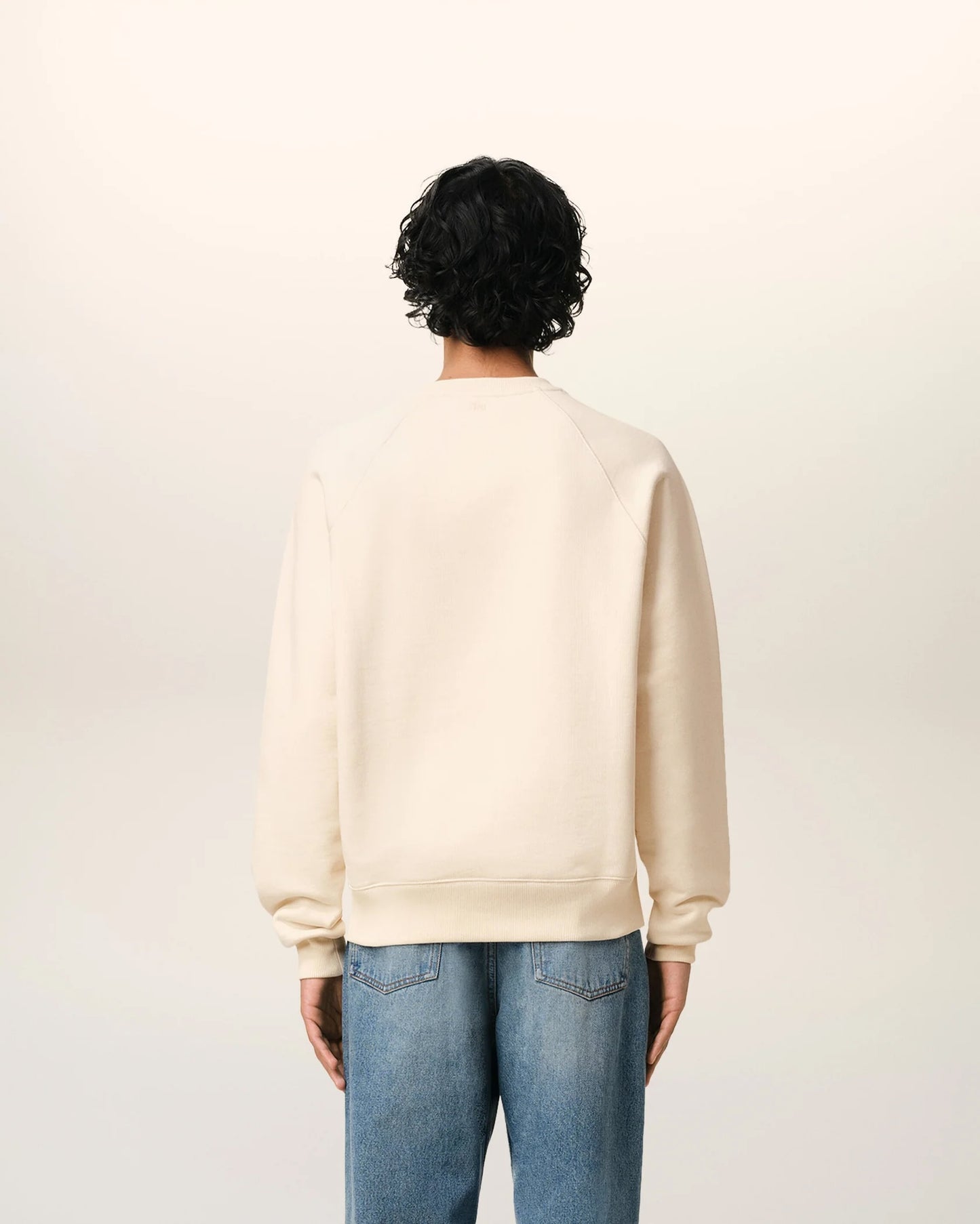 Sweatshirt Beige "Ami de coeur" Patch Rouge