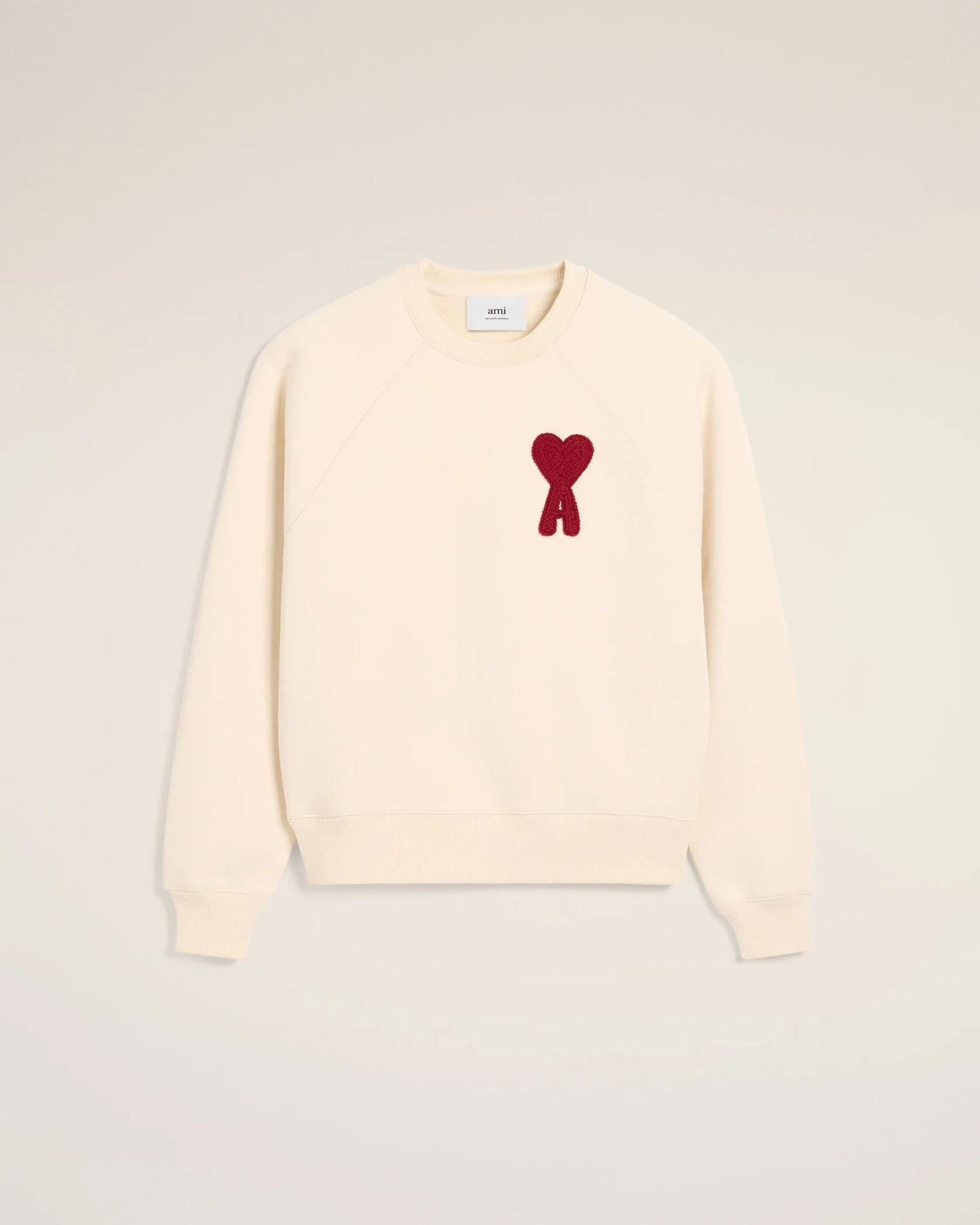 Sweatshirt Beige "Ami de coeur" Patch Rouge