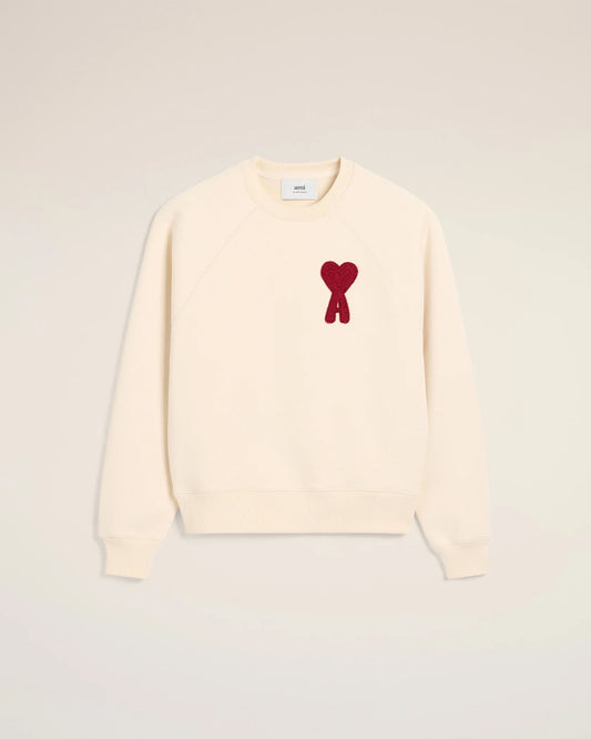 Sweatshirt Beige "Ami de coeur" Patch Rouge